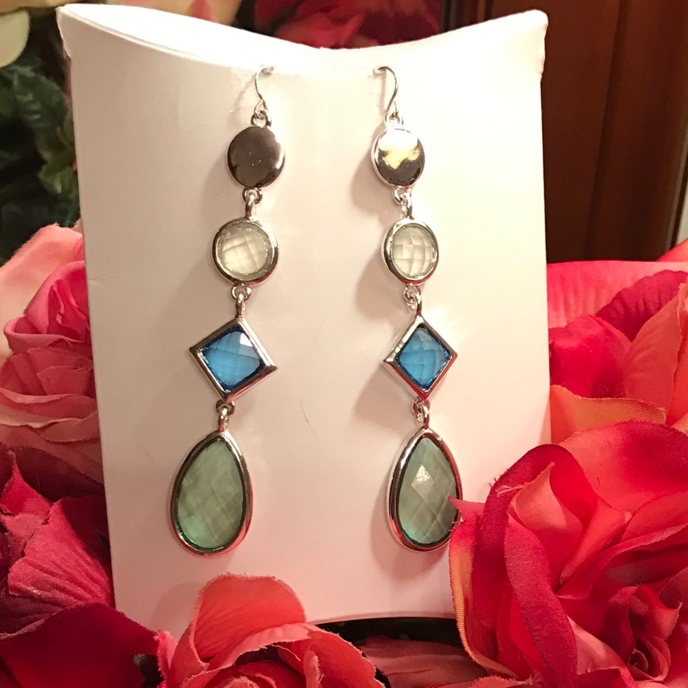 Long multicolor silver earrings
